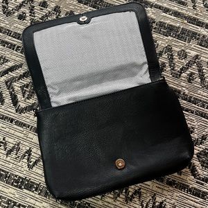 Black crossbody with front gold detail